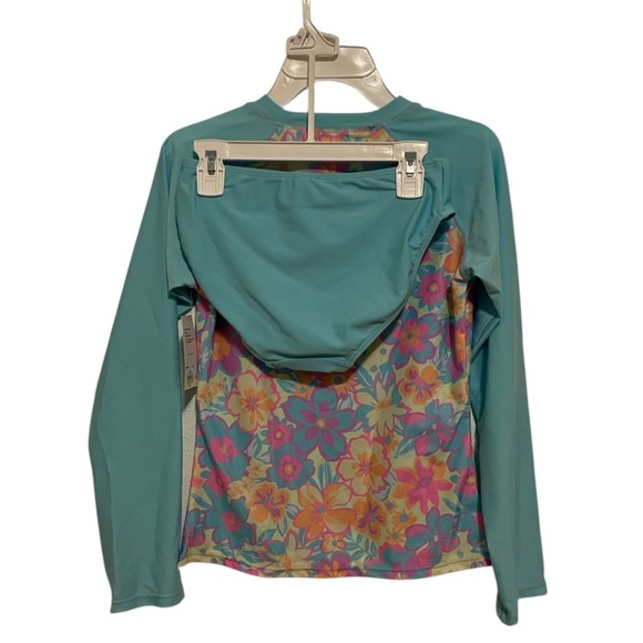 So Light Blue Floral Rashguard 2 Piece Swimsuit Set Size 12 Girls NWT - Picture 6 of 8